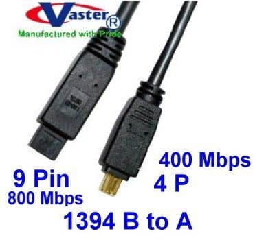 Fiwire DV Cable, IEEE 1394b 800 Mbps Firewire DV iLink Cable (9 Pin to 4 Pin) 13 Ft