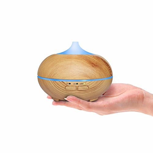Bbymie mini size Aroma Essential Oil Diffuser, 150ml Wood Grain Ultrasonic Cool Mist Whisper-Quiet Humidifier with Color LED Lights Changing & 4 Timer Settings&easy to carry(150ml pale)