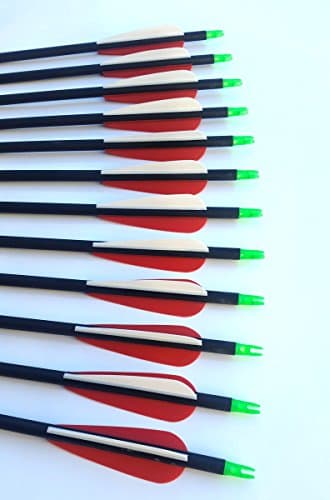 12 Marksmen CarbonFire 30 inch Carbon Arrows for Compound Bows. 3" Vanes & 5575 Aluminum Field tip Insert