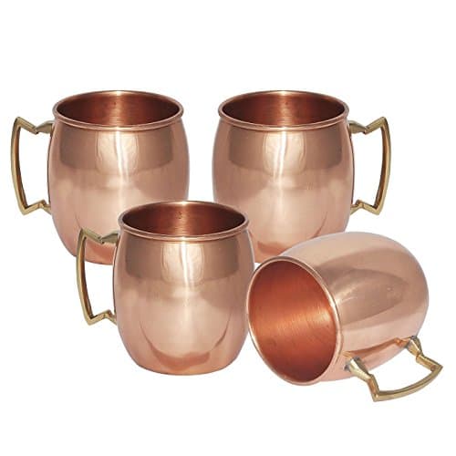 ZAP Impex Moscow Mule 100% Solid Pure Copper Mugs/Cups - Set of 4 (16-ounce/Set of 4, Smooth)