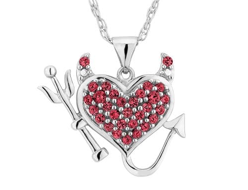 Created Ruby Devil Heart Pendant Necklace 2/5 Carat (ctw) in Sterling Silver with Chain