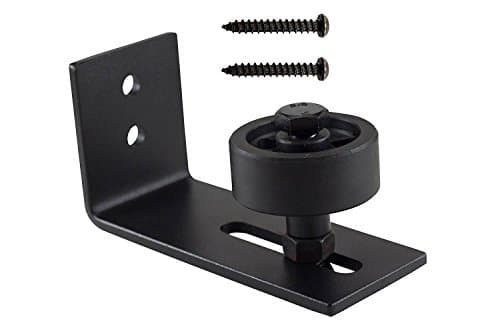 Adjustable Floor Guide for Sliding Barn Door - The Stay Roller Guide Sits Flush with Floor and Includes Ball Bearing for Smooth Roll, Screws for Installation, and Premium Quality Black Powder Coating