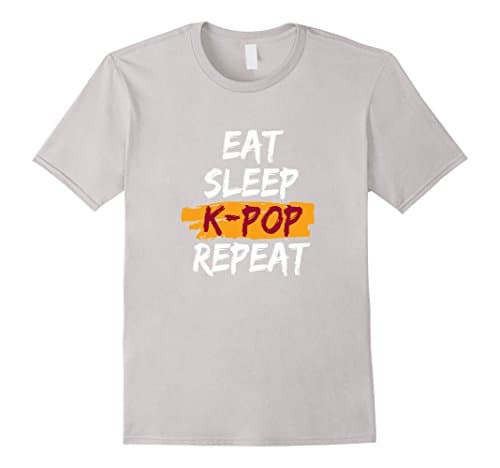 Men's Eat Sleep K-Pop Repeat T-Shirt Medium Silver