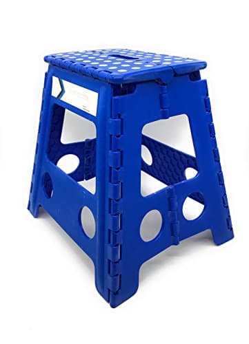 Folding Step Stool 16 Inches Height by Myth with Anti-Slip Surface Great for Kitchen, Bathroom, Bedroom, Kids or Adults Super Strong Holds Up to 330 LBS (Blue)