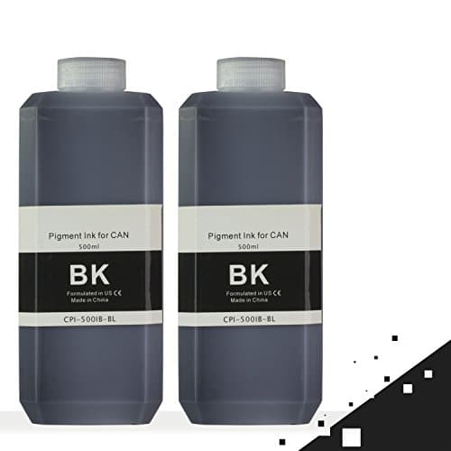 2 Large Bottles (500ml) Refill Ink - ALLINKTONER Canon Compatible Regular Black Pigment for Canon Printers