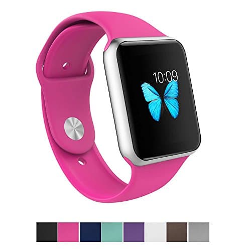 Apple Watch Band - e6Hope Soft Silicone Replacement iWatch Strap for Apple Watch Series 1,Series 2,Series 3 (barbie pink, 42mm - M/L)