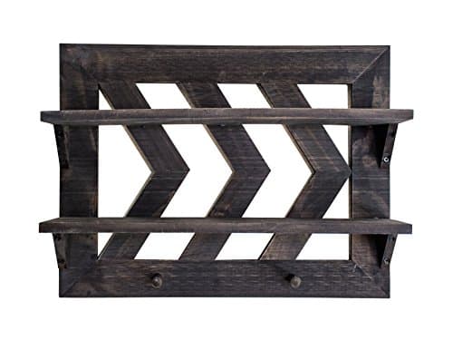 Rustic Wall Mounted Chevron Design Shelf By SoCal Buttercup –Large Wooden Organizer Storage Shelf –Ideal For Bathroom, Bedroom, Kitchen &amp;Living Room –Available In Rustic Or White