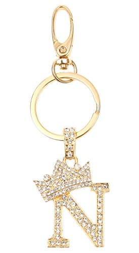 Sometheme SpecialRhinestone Stud Initial Letter Charm Keychain, Key Ring, Bag Charm
