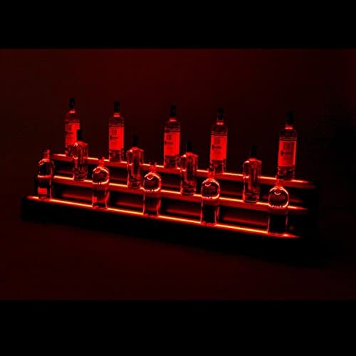 (8 Ft) 3 Step LED Light Shelf Tier | LED Liquor Shelf, LED Bar Shelf, LED Display Shelf, LED Bottle Display, LED Home Bar Lighting, Includes Remote Control