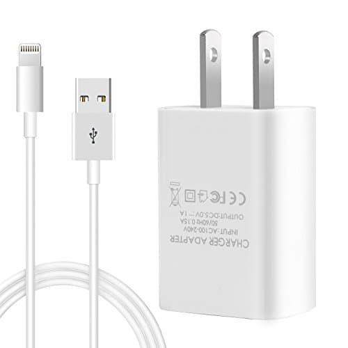 Lightning Cable iPhone Charger for iPhone 8, iPad Charger Lightning Cable Kit for iPhone X /8 / 7 / 6s / 5s /Plus, iPad Pro / Air 2 / Mini and More (Wall Charger + 1 x MFI Certified Lightning Cable)