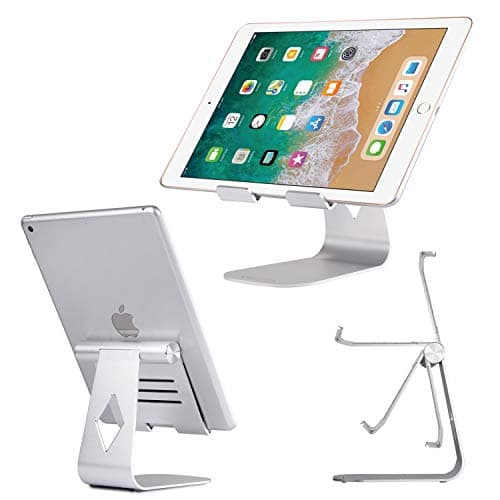 Tablet Stand Adjustable, CreaDream Tablet Holder, Desktop Stand Dock Cradle Compatible with All Tablet Such as iPad Pro 12.9 11 10.5 9.7, Air Mini 2 3 4, Kindle, Samsung Tabs, E-Reader (4-13")-Silver