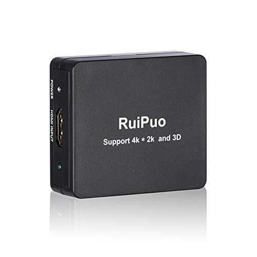 RuiPuo 4K Hdmi splitter 1 In 2out, Hdmi split 1 to 2, 4K Ultra HD 2160p, 3D Ready, Full HD 1080p, DTS, Dolby Digital 7.1ch, Deep Color: 8bit to 48bit, Plug & Play