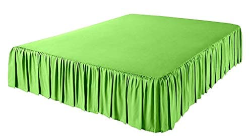 LuxuriousSheets 3 Side Coverage Ruffle/Gathered Bed Skirt with 16 Inch Drop Length (King, Solid Sage) 1500 Series Brushed Microfiber - Covers Bed Legs and Frame