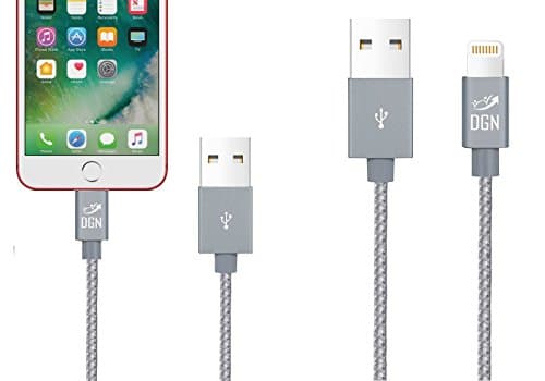 DGN Gadgets iPhone Cable 6 FT Nylon Braided Lightning Charger to Cable Data Syncing Cord Compatible with iPhone 7/7 Plus/6S/6S Plus,SE/5S/5,iPad,iPod Nano (6 Feet - Gray)