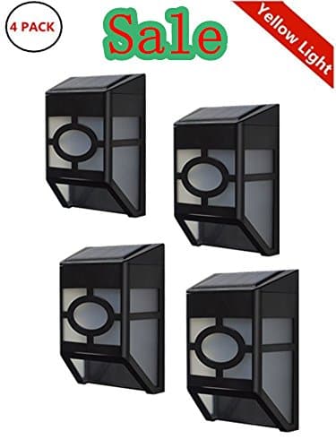 Falove 2-LED 4 PACK Solar Wall Light , IP44 Waterproof Solar Wall Lamps Outdoor Wireless Solar Powered Light ,for Garden Yard Driveway Porch Gazebo Pathway Hallway LightingWarm White