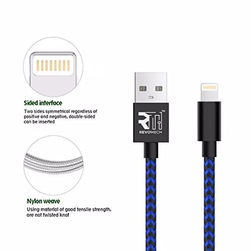 ION iOS/Lightning Charging Cable (Blue/Black), 3.3FT Nylon Braided 8 Pin certify lightning to USB charging Cable Cord powerline for iPhone X 8 8 Plus 7 7 Plus 6 6S 6 Plus 5S SE iPod iPad Mini Air Pro