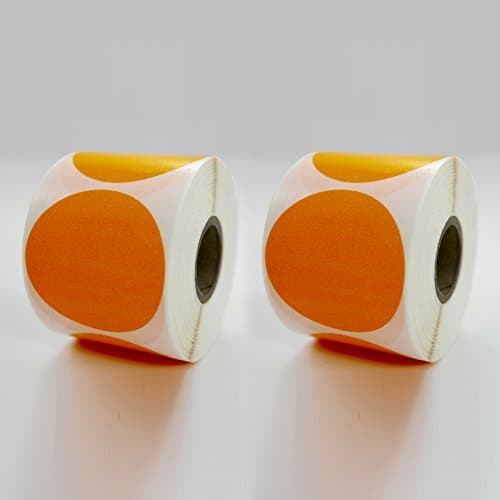 500 Multi-Color 2" Dot Stickers By TOTALPACK- Permanent Adhesive Round Sticky Labels For Moving, Inventory, Organizing, Color Coding, Arts & More, Easy To Peel & Apply-Light Orange Flourescent-2 Rolls