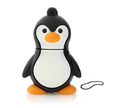 Cute cartoon Penguin USB 2.0 Flash Drives custom Memory Stick thumb with keychain 16GB (Black)