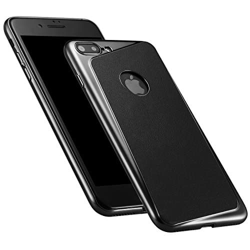 AmazingBull iPhone 7 Plus / iPhone 8 Plus (5.5 inch) Ultra-thin PU leather hard case with embedded metallic tablet, nanometer electroplating frame, Special Plus Design (Black)