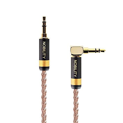 OCC 3.5mm Auxiliary Audio Cable, Jack to Jack, 90 Degree Right Angle for Smartphones ,Tablets, Speakers ,Cars, Home Audio System and More-Length 17CM