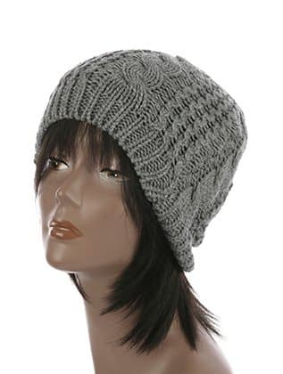 Cable Knit Winter Beanie Hat and Cap, One Size, Grey