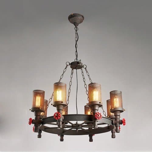 Pumpink American Rustic Style Romantic Openwork Network Adjustable Chandelier Creative Network Rust Steampunk Pendant Lights Industry Retro Loft Wrought Iron Ceiling Lamp Hanging Light For Farmhouse S