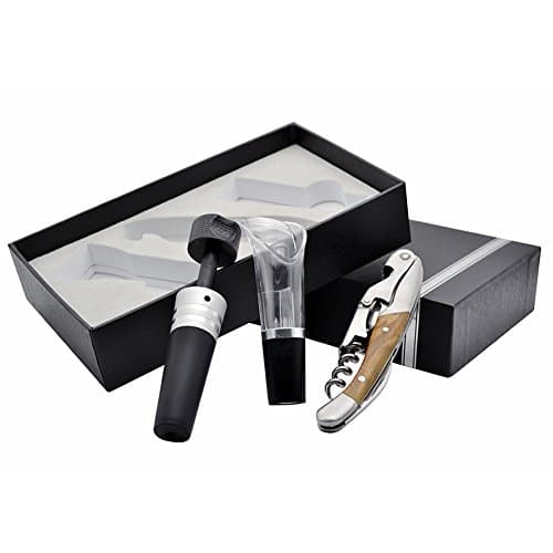 Solid Wood Waiter Corkscrew Set-YIFANYU Red Wine Opener Set Vacuum Wine Stopper Petal Type Wine Pourer（3 Piece）