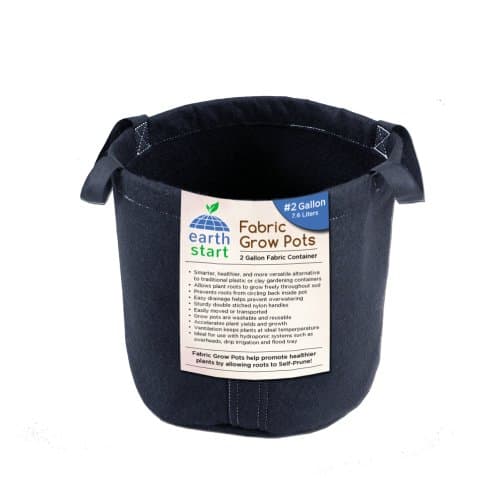 Earth Start 2 Gallon Fabric Grow Pots Soft Container, Black, Pack of 5