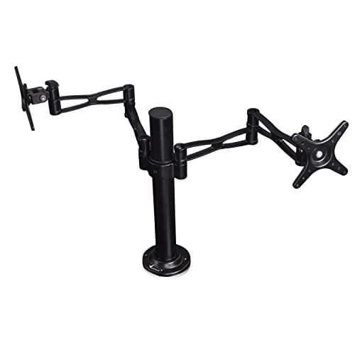 Vemount Height Adjustable Full Motion Articulating Swivel Tilting Dual Flat Panel Computer Monitor Desk Mount Fits Monitors up to 27"