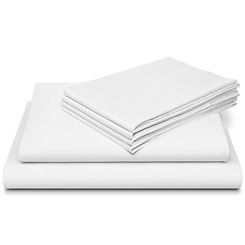 DREAM CASTLE 800 Thread Count 100% Cotton Sheet Set With BONUS Pillowcases, Soft Sateen Weave, With Marrow HEM, 6-Piece King Sheet Sets, Deep Pockets,Hotel Collection, White (15055) by Linens