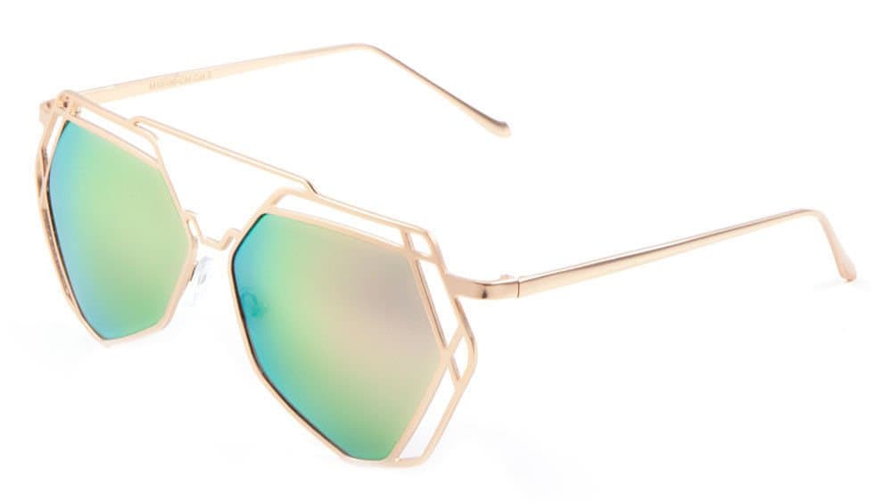 Geometric Wire Metal Lattice Frame Sunglasses