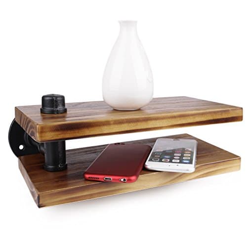 Pipe Shelf, Urban Rustic Industrial Floating Iron Pipe Shelf Bracket, Bathroom Ladder Shelf