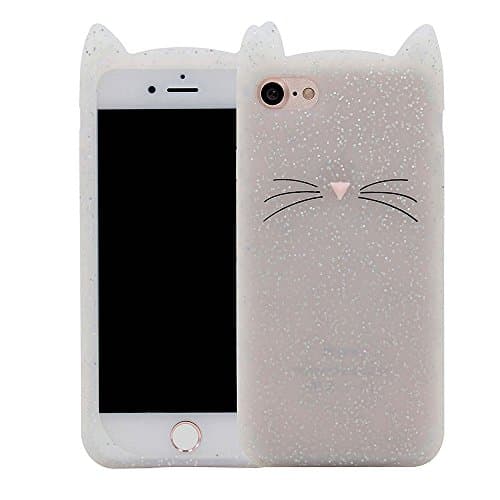iPhone 7 Case,iPhone 8 Case, XINSIR Cute 3D Cartoon Unicorn Animal Horse Soft Silicone Case Rubber Back Cover Skin for Apple iPhone 7 (2016),iPhone 8 (2017) 4.7inch (Cat-White)