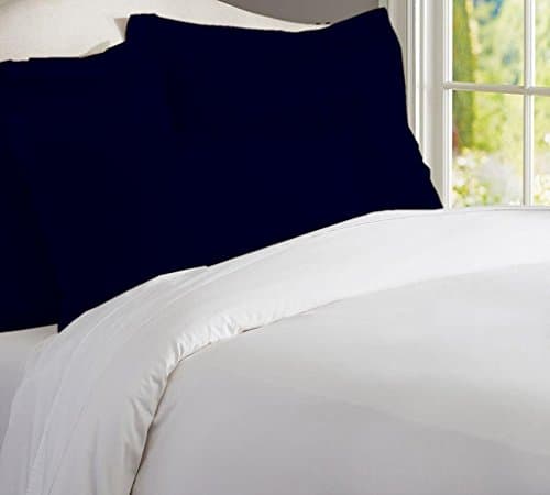 Jerry Collection Pillow Case Set 500 Thread Count 100% Egyptian Cotton 2-Piece, Super Soft &amp; Durable Euro/Sequre/Continental/European Size ( 26 x 26" ) - Navy Blue Color Solid Pattern