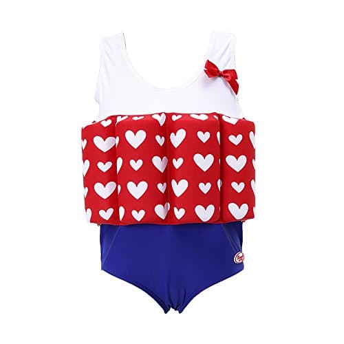NHockeric Kids Life Jacket Baby Floatation Suit Detachable Float Adjustable One-Piece Swimsuit Buoyancy for Girls Boys Age 2-3 Year Red Heart