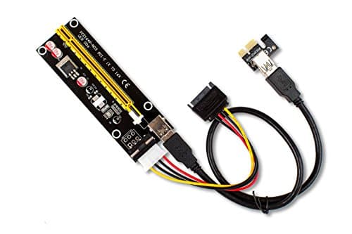 QualityHWDirect 100-Pack PCI-E 16x to 1x Powered Riser Adapter Card w/ 50cm USB 3.0 Extension Cable &amp; MOLEX to SATA Power Cable - GPU Riser Extender Cable