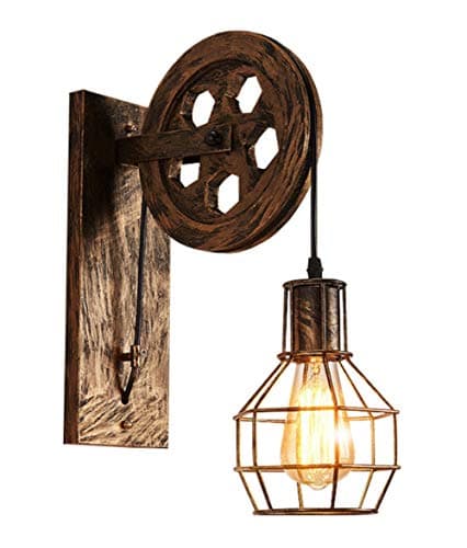 TAOMZ Creative Wheel Retro Wall Light| 1 Light，Iron Art| American Country Aisle Wall Lamp Fixture Lights Wall Industrial Wind Sconce (Color : Bronze-25x30cm)