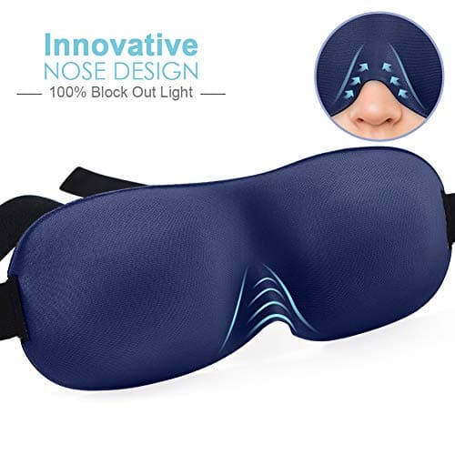 PaiTree Sleep Eye Mask, 2019 New Design Light Blocking Sleep Mask, Soft, Skin-Friendly Eye Mask for Sleeping, Zero-Pressure, Best Blinder for Travel/Sleeping/Shift Work/Meditation-Navy