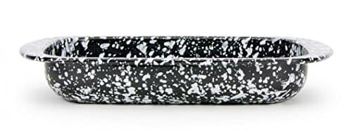 Golden Rabbit Enamelware, Black Swirl Baking Pan, 4 1/2 Quart, 12 x 9 x 2 inch Baking Pan with rolled edge tall with lid