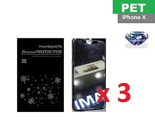 PowerDigital(TM) Diamond Sparkling Glitter Screen Protector for iPhone Xs/iPhone X 10 2017 with Lint Cleaning Cloth (Retail Packaging, PET Material) - 3 Pack