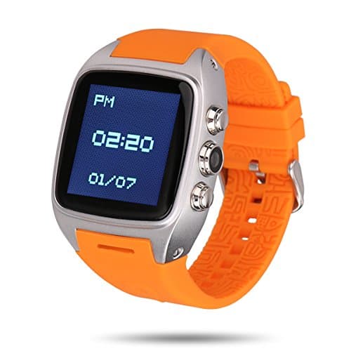 Ourtime X01 Waterproof Smart Watch Standalone Phone with Camera, Android 4.4 OS Dual-core CPU 2G GSM 3G WCDMA 2100MHz Sport Pedometer Heart Rate Monitor GPS, Silver Orange