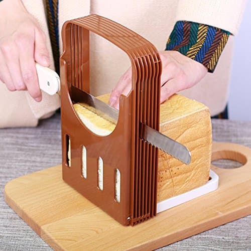 Astra shop Compact And Foldable Kitchen Baking Bread Loaf Toast Slicer Cutter - Brown