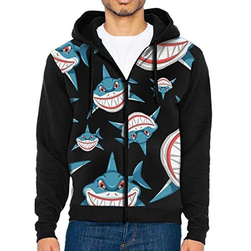 U8vd Hoodies Shark Smiling Men 3D Pattern Printed Full Zip Hooded Jackets Fashion Hoodies With Pocket