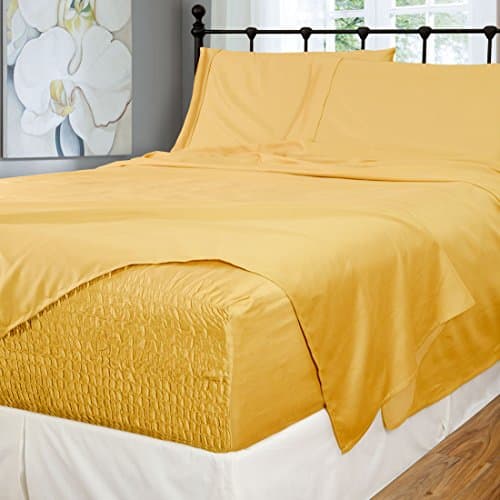 Bed Tite Stretch Fit 500-Thread Count Cotton Rich Super Silky Deep Pocket Sheet Set (King, Gold)