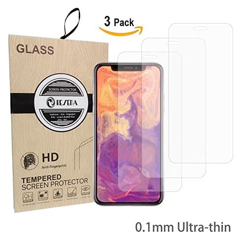 Resena 9H Ultra Thin Screen Protector [3 pack], 2.5D Edge Anti-Scratch Temperated Galss for Apple iphone (For iPhone X)