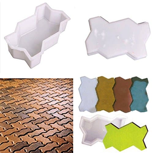 JTW 2Pcs DIY Waves shape - Easy Brick Path Mold path way concrete paving brick Pavement Walkway mold Plastic (13 x 24 x 6 cm) White color