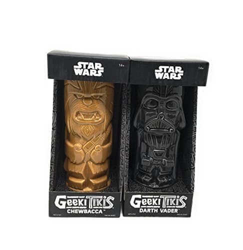 ThinkGeek Star Wars Geeki Tiki Bundle. Star Wars Tiki Bundle includes 14 oz Darth Vader Tiki Mug and 14 oz Chewbacca Tiki Mug