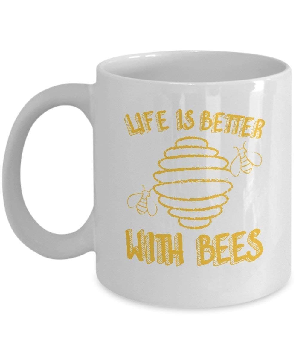 Bee Hive Cup - Life is Better with Bees - Bee Lovers Gifts - 11 oz Ceramic Coffee Mug