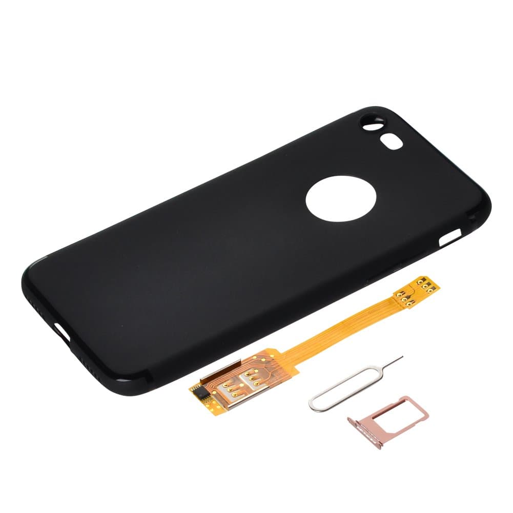 BRIDGOR Dual SIM Adapter,add SIM for GSM to iPhone 7 Plus,Put in Overseas SIM Convenient for Overseas Business Trips and Perform Dual Standby with Roaming and on-site SMS at Local SIM Possible-Black