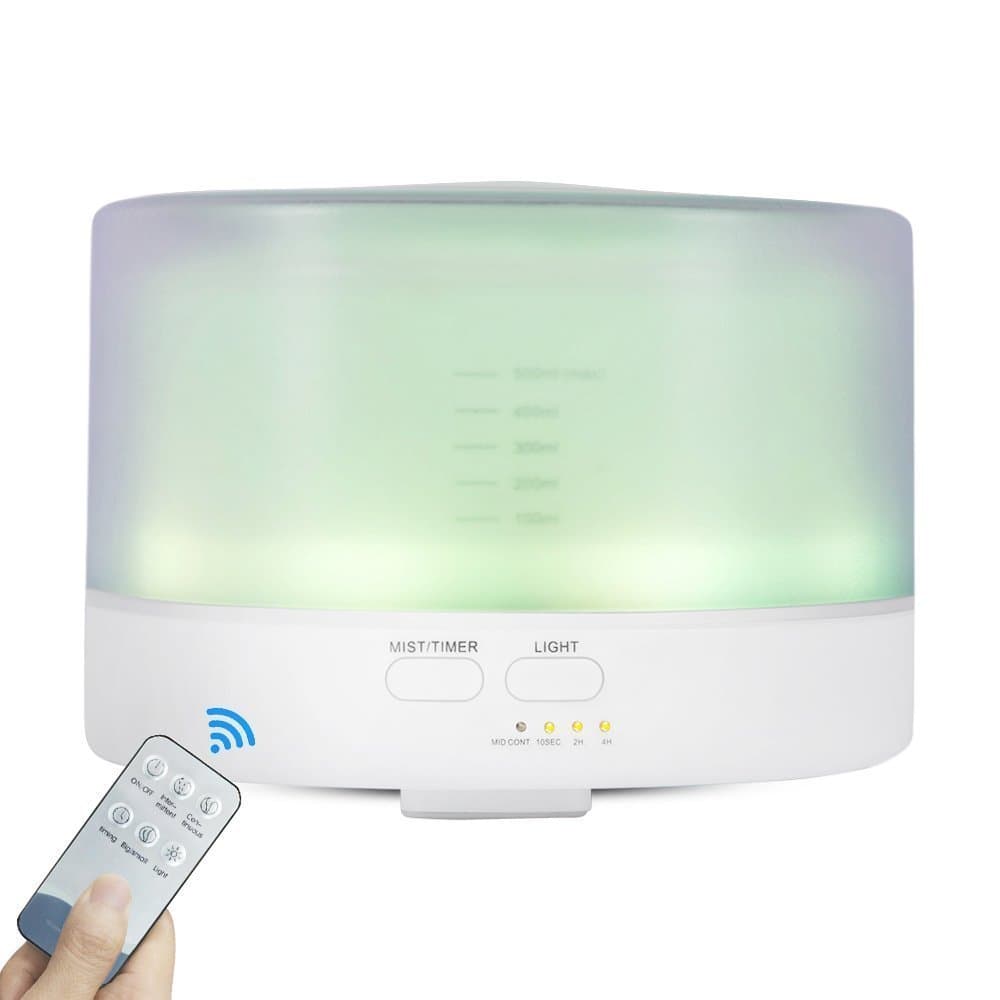 Oil Diffuser 500mL Portable Aroma Diffuser Ultrasonic 7 Color Lights Aromatherapy Diffusers witch Waterless Auto Shut off Function for Bedroom Office Yoga Spa Bedroom Baby Room